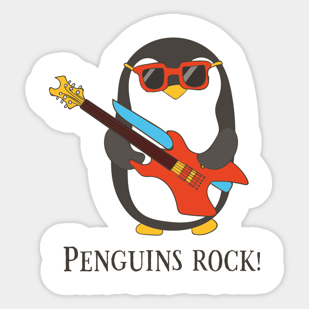 Penguins Rock, Funny Cute Penguin Sticker by Dreamy Panda Designs